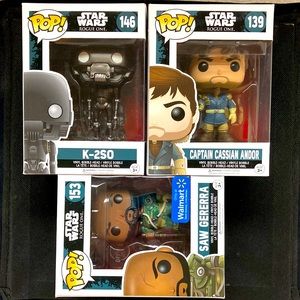 Star Wars Funko Pop Lot Captain Andor K-2SO Saw Gererra Rogue One